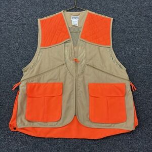 Bushmaster Upland Bird Hunting Vest XL Blaze Orange Tan Mesh Game Bag Padded Zip